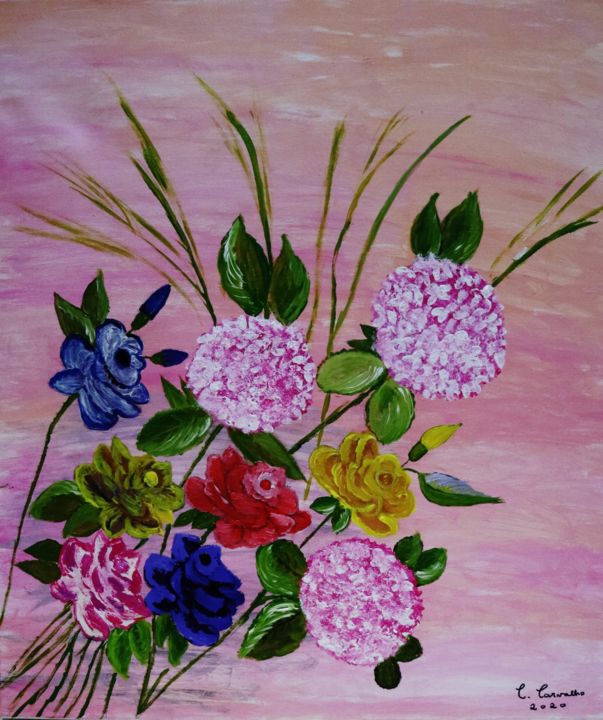 Painting titled "arranjo floral 75" by Carma Carvalho, Original Artwork, Acrylic