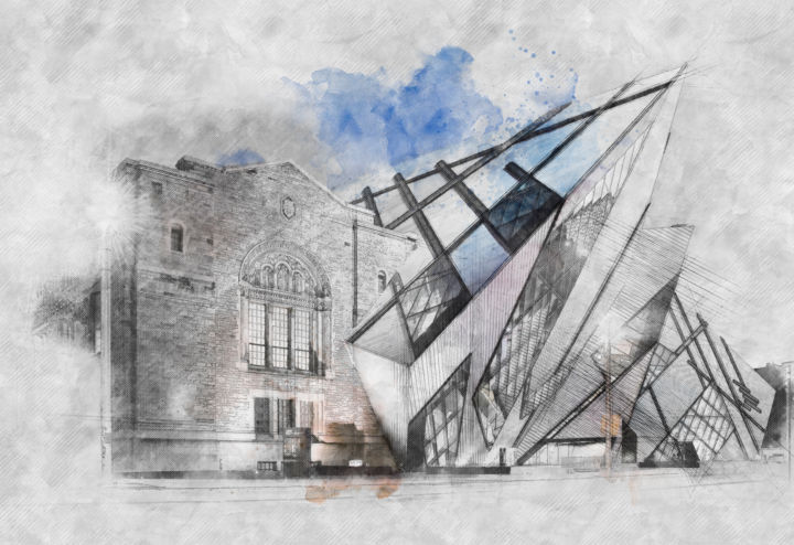 Digital Arts titled "Libeskind in Toronto" by Danovalson, Original Artwork, Digital Painting