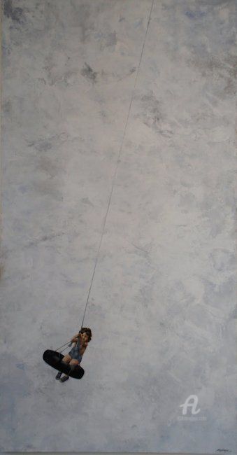 Pintura titulada "Niña del fin del mu…" por Caro Becker, Obra de arte original, Acrílico