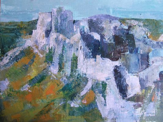 Peinture intitulée "Paysage en Provence" par Odile Caron, Œuvre d'art originale, Huile