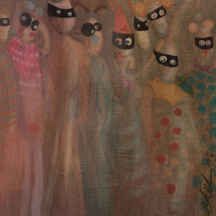 Pintura intitulada "Masque noir" por Carol Gaia, Obras de arte originais, Óleo