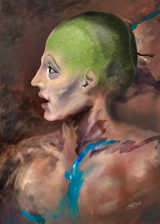 Digital Arts titled "The Actor-Apple---L…" by Carola Eleonore Thiele, Original Artwork, Digital Painting