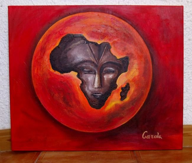 Painting titled "L'Afrique" by Carole-Artiste-Peintre, Original Artwork, Oil