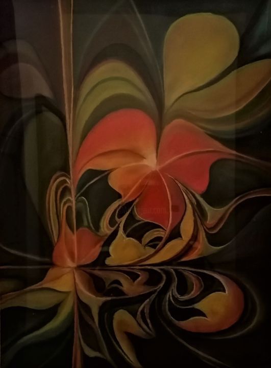 Pintura intitulada "fleurs d'automne" por Carole Bouteiller, Obras de arte originais, Pastel