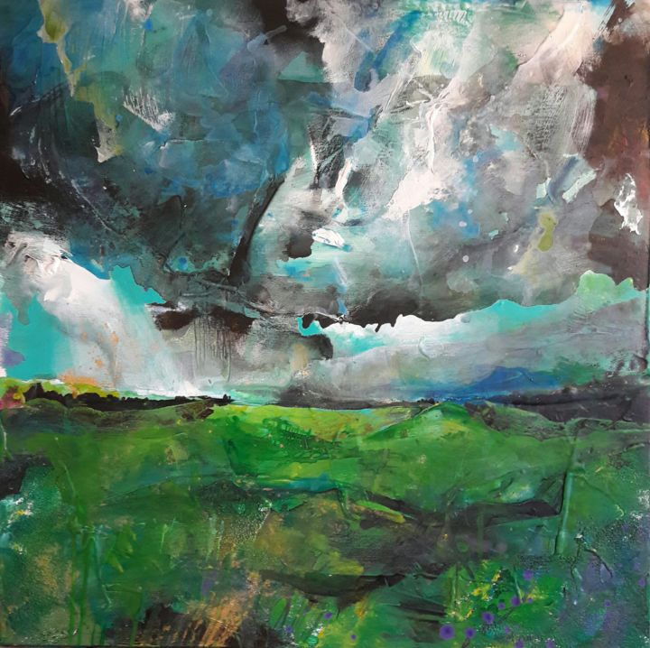 Painting titled "Poétiques du paysag…" by Carole Bressan, Original Art, Acrylic