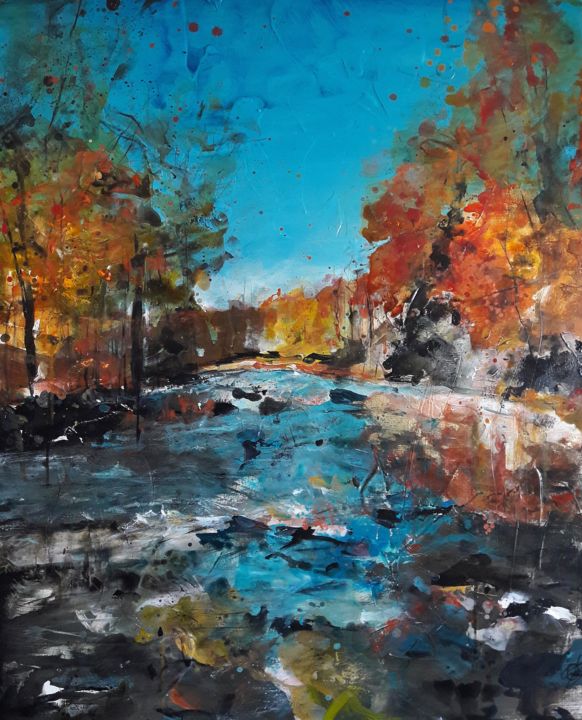 Painting titled "Poétiques du paysag…" by Carole Bressan, Original Art, Acrylic