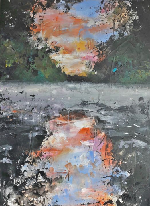 Painting titled "Poétiques du paysag…" by Carole Bressan, Original Art, Acrylic