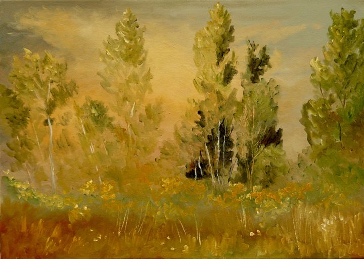 Painting titled "Le matin sur le can…" by Carole Closkin, Original Artwork, Oil