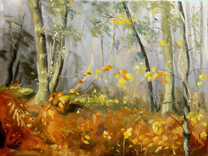 Peinture intitulée "senteur d'automne" par Carole Closkin, Œuvre d'art originale, Huile