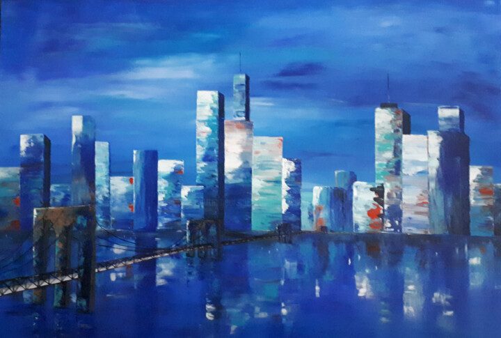 Painting titled "New-York 1" by Carole D'Eyssautier, Original Artwork, Acrylic