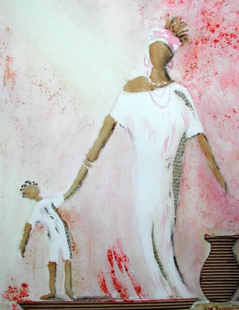 Painting titled "viens maman..." by Carole D'Eyssautier, Original Artwork, Other