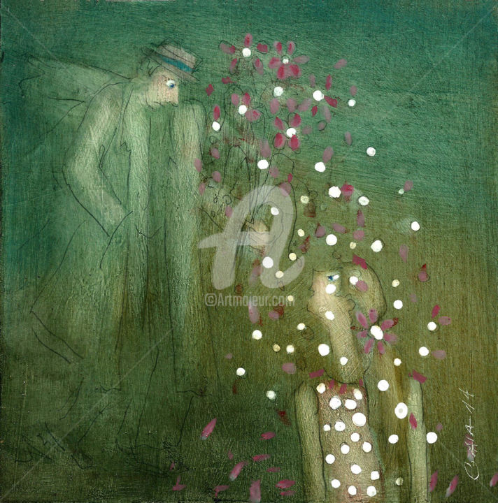 Malerei mit dem Titel "romance-de-petales.…" von Carole Gaia, Original-Kunstwerk