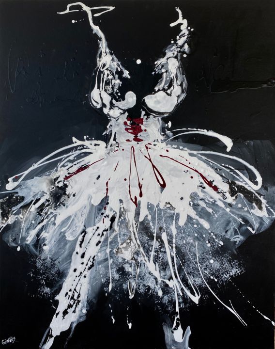Peinture intitulée "La robe blanche" par Carole Genies, Œuvre d'art originale, Acrylique