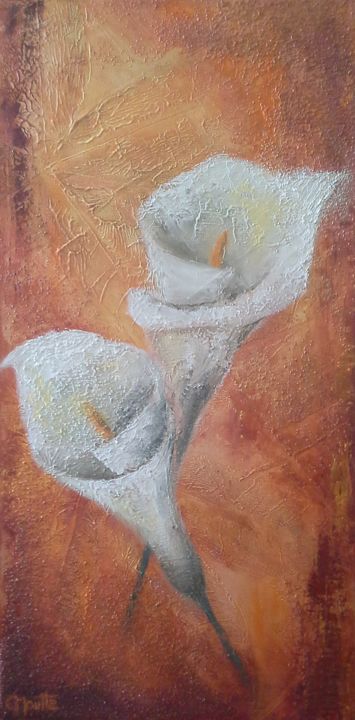 Painting titled "Floral Harmony" by Carole Moutte, Original Artwork, Oil