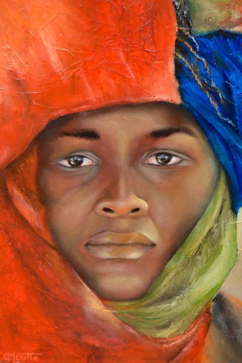 Painting titled "l'Homme au turban" by Carole Moutte, Original Artwork, Oil