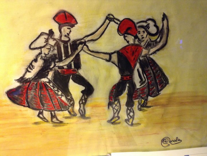 Painting titled "Les danseurs catala…" by Carole Ribes, Original Artwork, Acrylic