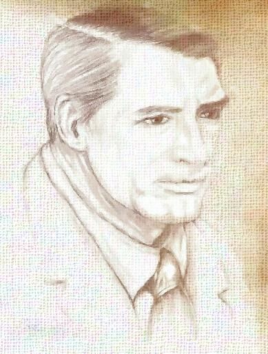 Drawing titled "Cary Grant" by Carole Stawczyk, Original Artwork