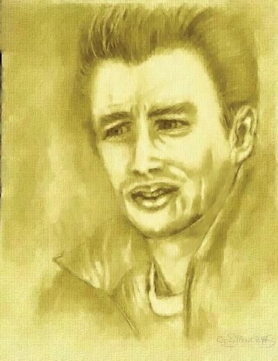 Drawing titled "The Late James Dean" by Carole Stawczyk, Original Artwork