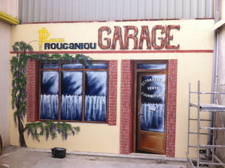 Painting titled "Garage" by Carole Assié, Original Artwork, Acrylic