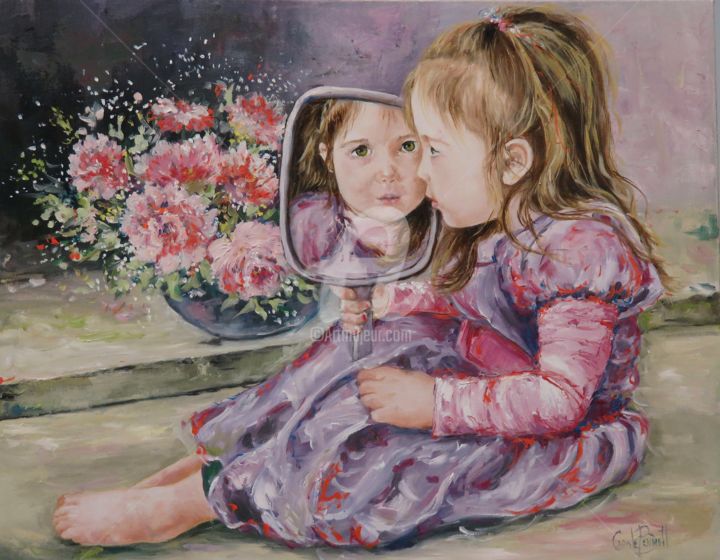 Painting titled "À chacun son reflet" by Carole Bennett, Original Artwork, Oil