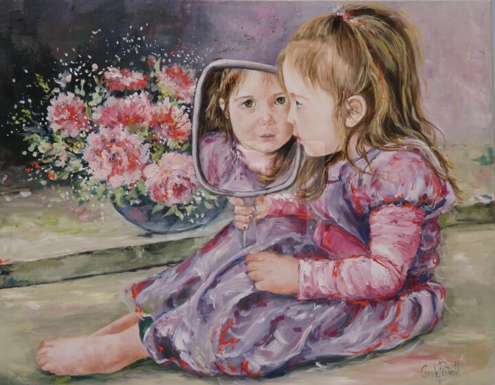 Painting titled "À chacun son reflet" by Carole Bennett, Original Artwork, Oil