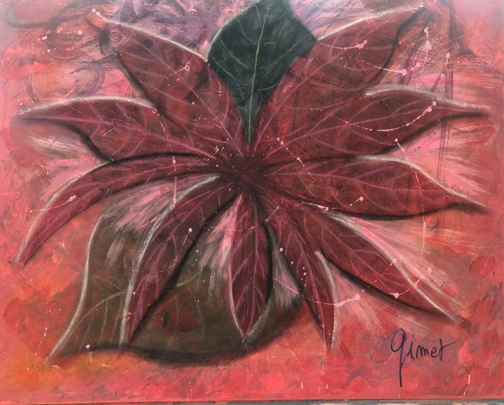 Peinture intitulée "Fleur" par Gimet, Œuvre d'art originale, Pastel Monté sur Châssis