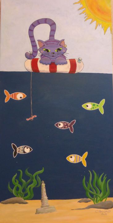 Peinture intitulée "Comme un poisson da…" par Carole Penicaud, Œuvre d'art originale, Acrylique