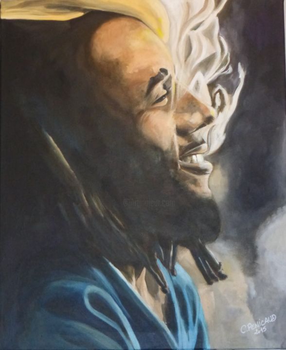 Peinture intitulée "Portrait Bob Marley" par Carole Penicaud, Œuvre d'art originale, Acrylique