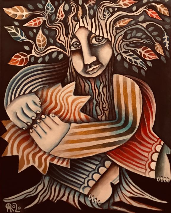 Картина под названием "Arbre de Jessé du r…" - Carolina Cabrera, Подлинное произведение искусства, Акрил