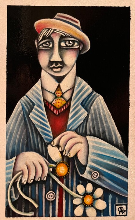 Peinture intitulée "Buster Keaton" par Carolina Cabrera, Œuvre d'art originale, Acrylique