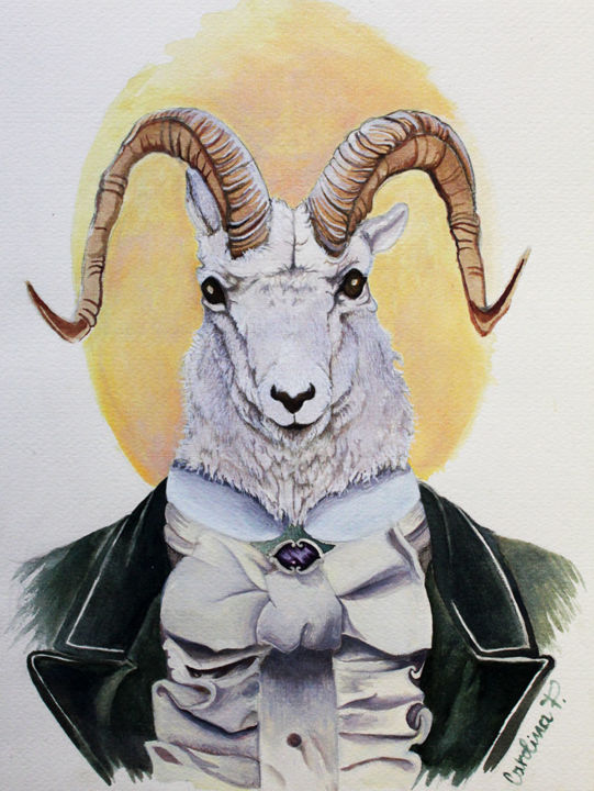 Painting titled "aries" by Carolina Pappalardo, Original Artwork, Watercolor