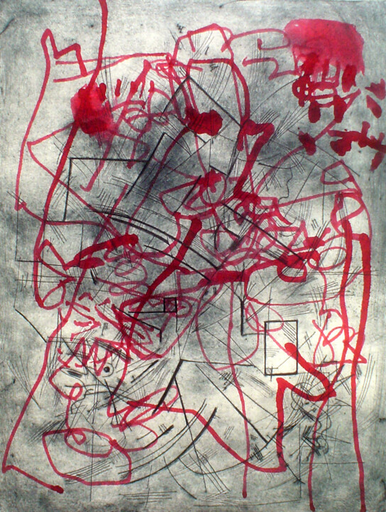 Incisioni, stampe intitolato ""Ciudad graffiti 2"" da Carolina Tangassi, Opera d'arte originale, incisione