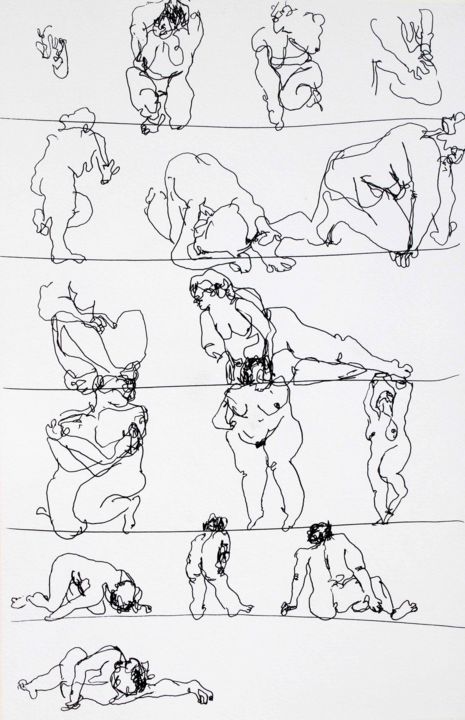 Impressões e gravuras intitulada ""Gordas en renglone…" por Carolina Tangassi, Obras de arte originais, Serigrafia