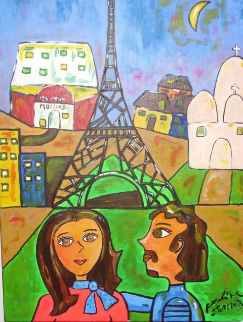 Painting titled "Viaje a Paris" by Carolina Iturrieta Bascuñan, Original Artwork, Oil