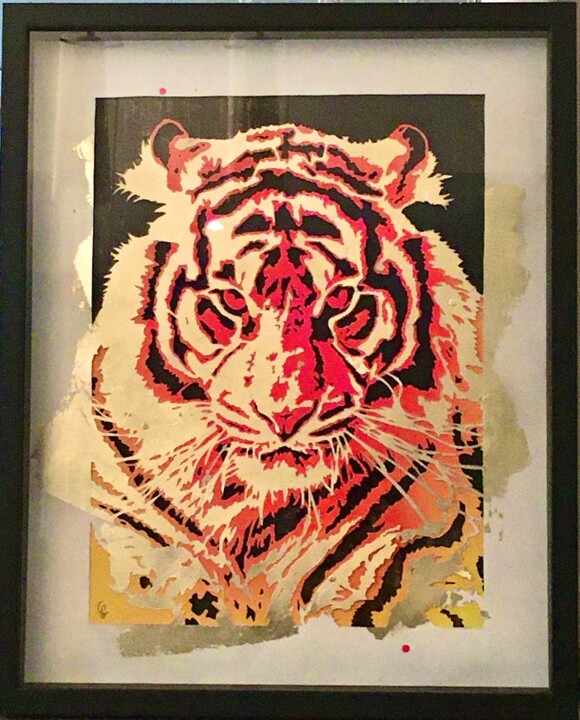 「Tigre」というタイトルの絵画 Caroline Beaulieuによって, オリジナルのアートワーク, ステンシル