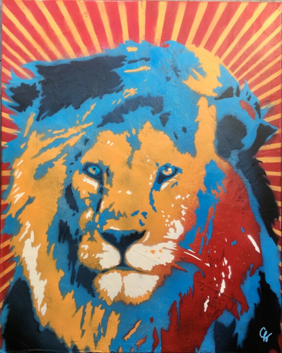 "Roi lion" başlıklı Tablo Caroline Beaulieu tarafından, Orijinal sanat, Sprey boya