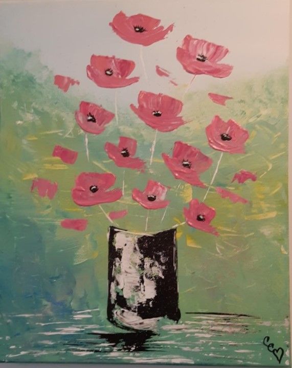 Painting titled "Un bouquet de légèr…" by Caroline Colomina, Original Artwork, Acrylic Mounted on Wood Stretcher frame