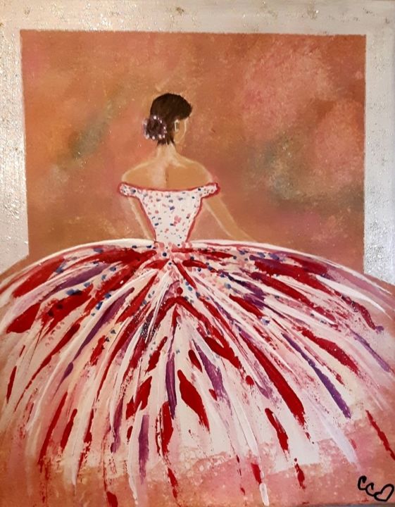 Painting titled "Ballet 3" by Caroline Colomina, Original Artwork, Acrylic Mounted on Wood Stretcher frame
