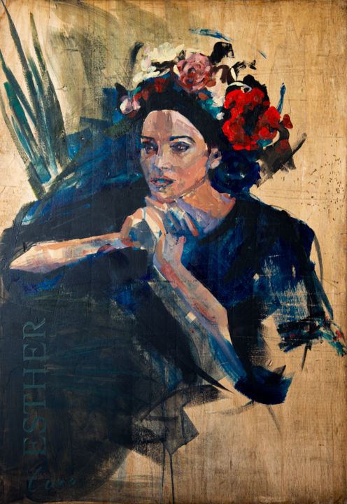 Schilderij getiteld "Esther" door Caro Fleury, Origineel Kunstwerk, Acryl