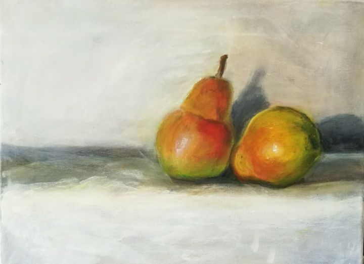 Peinture intitulée "Poires" par Caroline Gervasi, Œuvre d'art originale, Acrylique