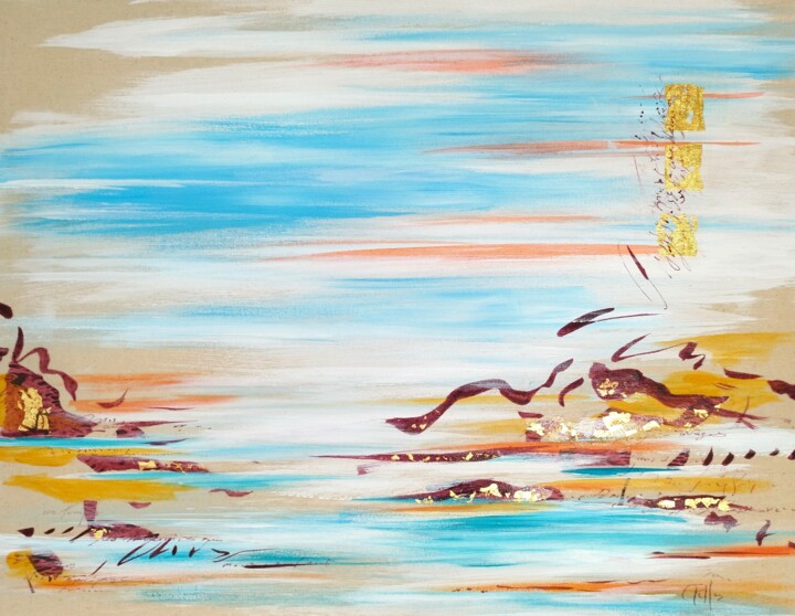 Картина под названием "Rivages" - Caroline Keller, Подлинное произведение искусства, Акрил Установлен на Деревянная рама для…
