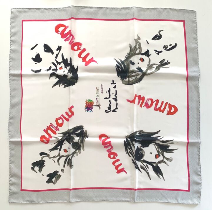 Sztuka tkaniny zatytułowany „Amour” autorstwa Caroline Montigneaux, Oryginalna praca, Tkanina