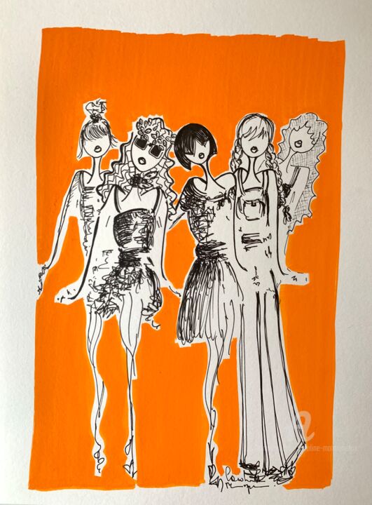 Disegno intitolato "Paprika and friends" da Caroline Montigneaux, Opera d'arte originale, Olio