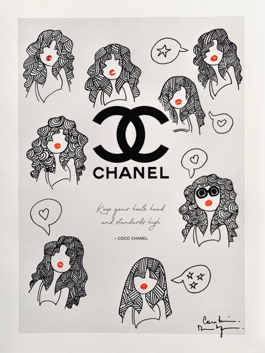 "Coco Chanel #4" başlıklı Resim Caroline Montigneaux tarafından, Orijinal sanat, Işaretleyici