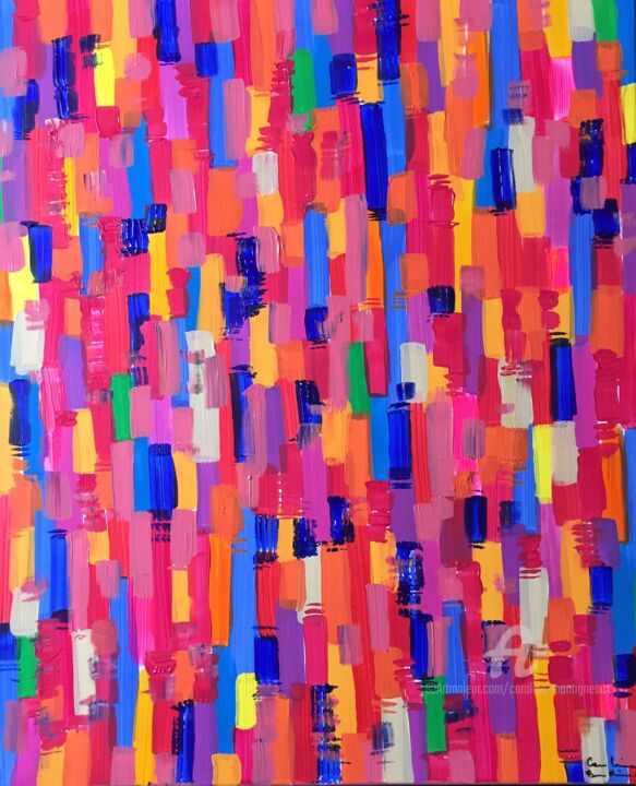 Painting titled "NY Times Square" by Caroline Montigneaux, Original Artwork, Acrylic