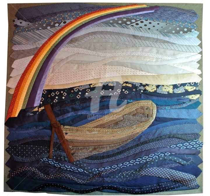 Textile Art titled "La barque des rêves" by Caroline Regnaut, Original Artwork