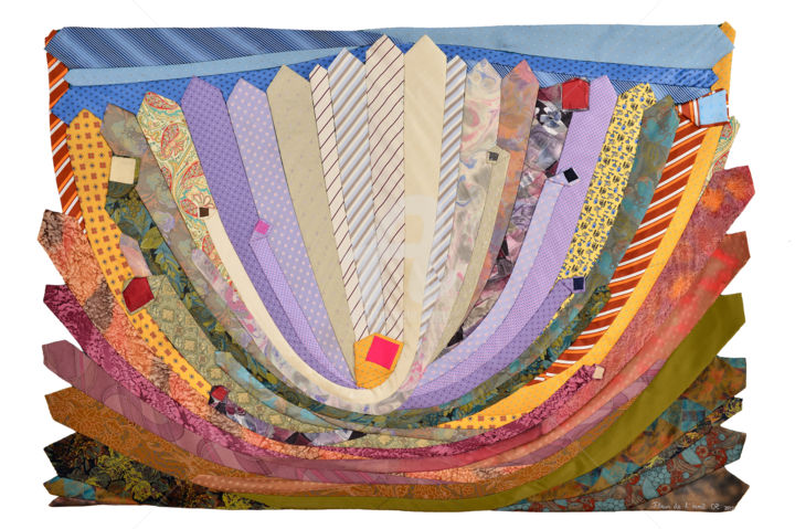 Art textile intitulée "Fleur de l'éveil" par Caroline Regnaut, Œuvre d'art originale