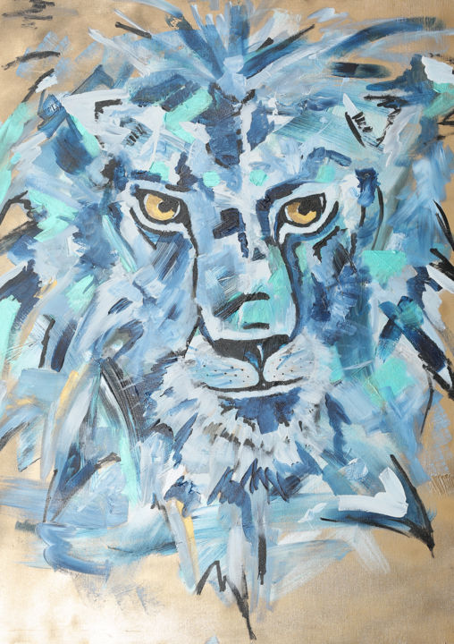 Peinture intitulée "golden-lion.jpg" par Caroline Franche, Œuvre d'art originale, Acrylique