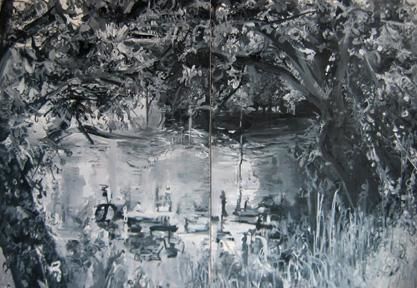 Peinture intitulée "profondeurs" par Caroline Lejeune, Œuvre d'art originale, Huile