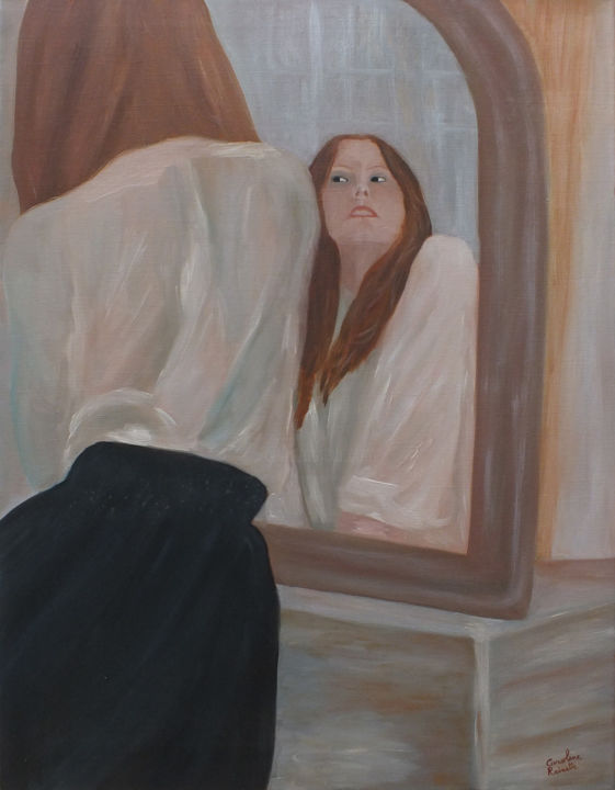Peinture intitulée "Le doute" par Caroline Rainette, Œuvre d'art originale, Huile